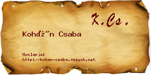 Kohán Csaba névjegykártya