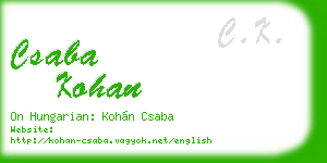 csaba kohan business card